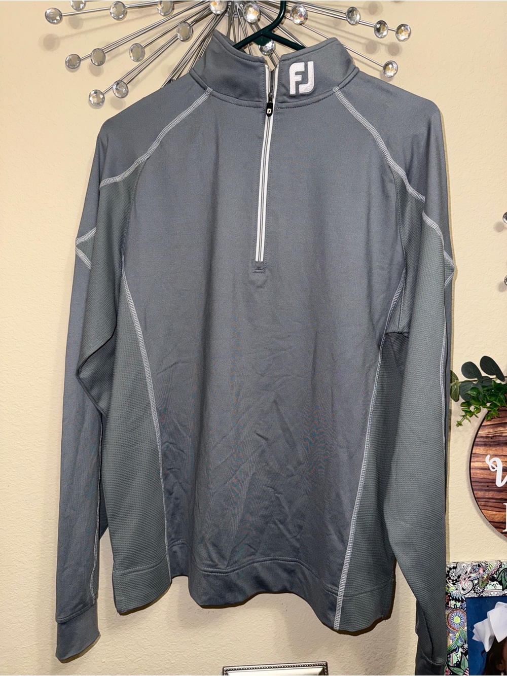 FootJoy Pullover Mens Small Gray 1/4 Zip FJ Logo Nylon Spandex